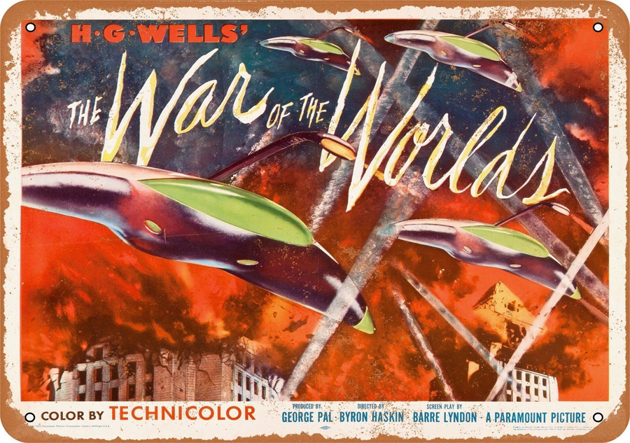 War of the Worlds 1953 H.G. Wells 9" x 12" Metal Sign - Click Image to Close