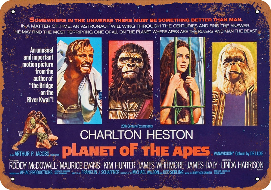 Planet of the Apes 1968 10" x 14" Metal Sign - Click Image to Close