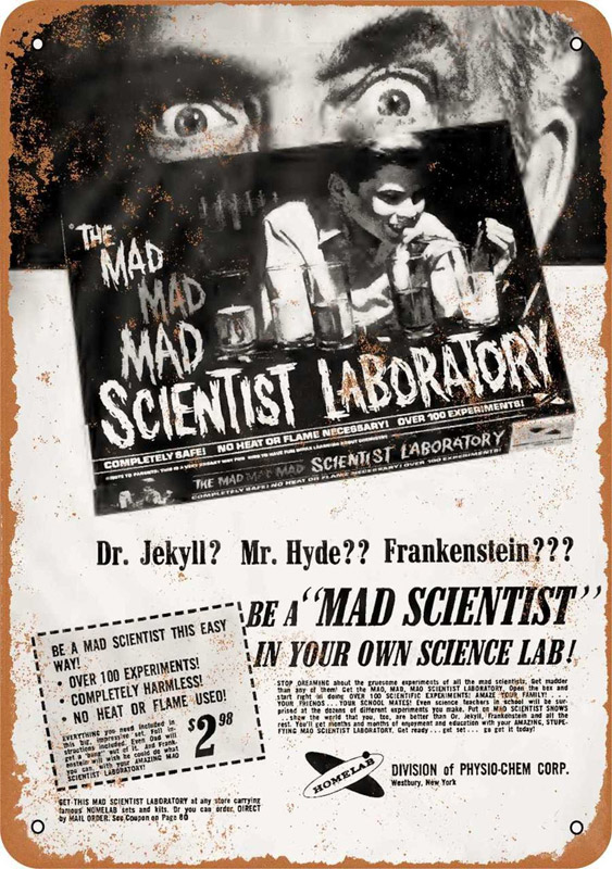 Mad Mad Scientist Laboratory 1966 10" x 14" Metal Sign - Click Image to Close