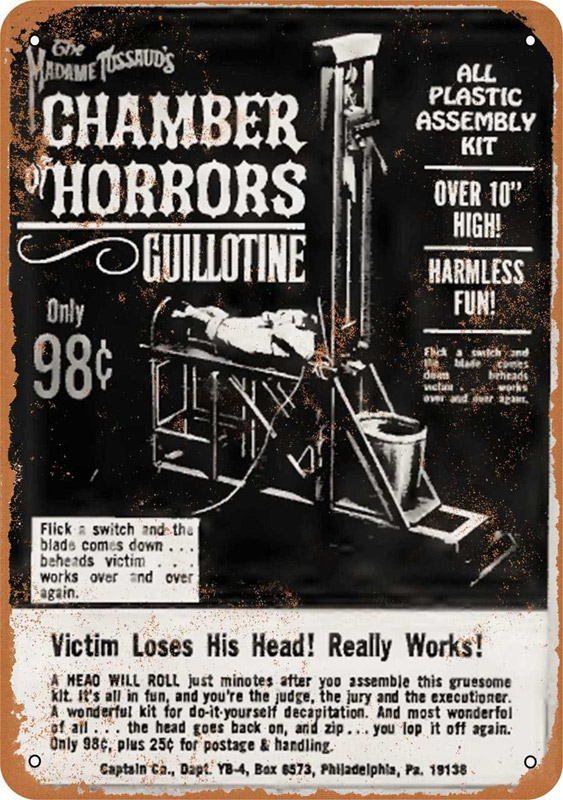 Chamber of Horrors Guillotine 1966 10" x 14" Metal Sign - Click Image to Close