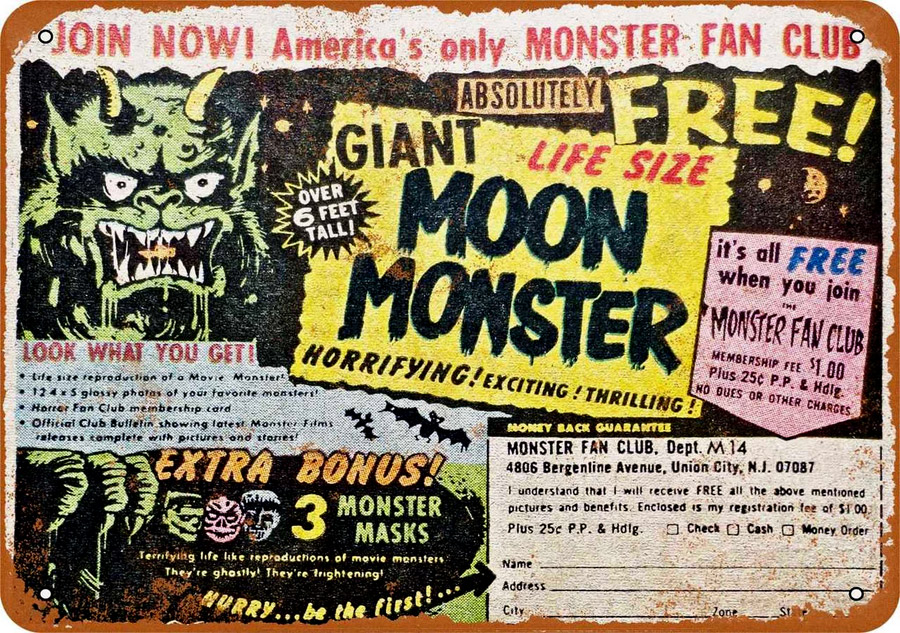 Giant Moon Monster 1967 10" x 14" Metal Sign - Click Image to Close