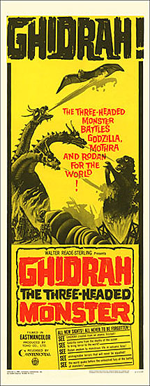 Godzilla 1965 Ghidrah the Three-Headed Monster Insert Card Poster Reproduction - Click Image to Close