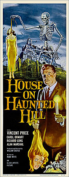 House on Haunted Hill 1958 Insert Card Poster Reproduction Vincent Price - Click Image to Close