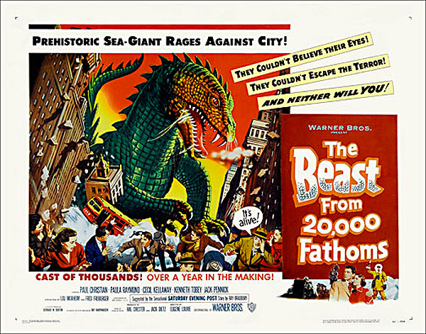 Beast fron 20,000 Fathoms 1953 Half Sheet Poster - Click Image to Close