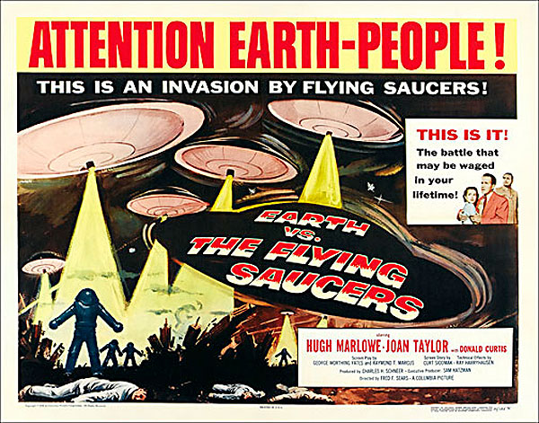 Earth VS. The Flying Saucers 1956 Style "A" Half Sheet Poster - Click Image to Close