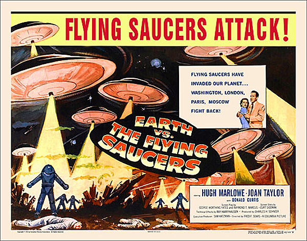 Earth VS. The Flying Saucers 1956 Style "B" Half Sheet Poster - Click Image to Close