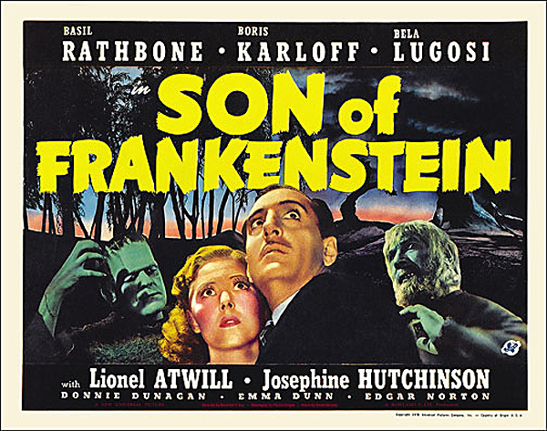 Son of Frankenstein 1939 Style A Half Sheet Poster Reproduction - Click Image to Close