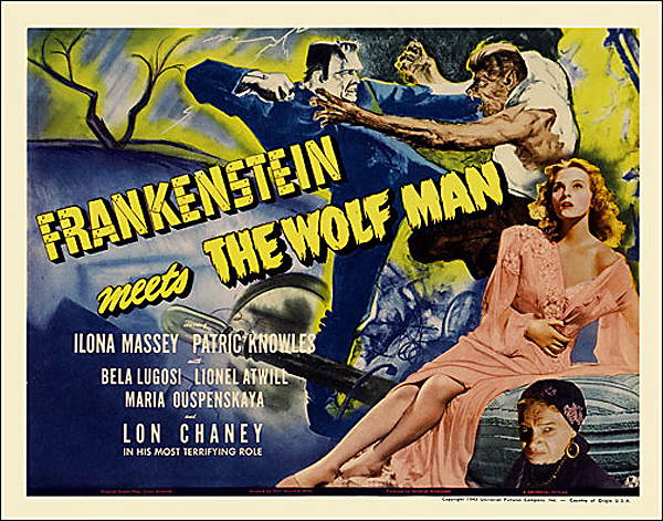 Frankenstein Meets The Wolf Man 1943 Half Sheet Poster Reproduction - Click Image to Close