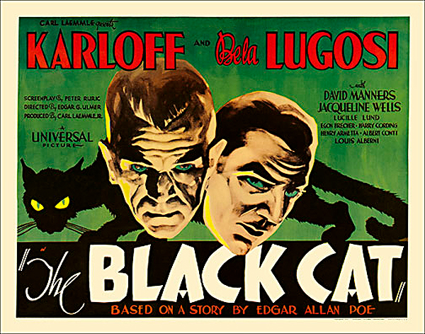 Black Cat, The 1934 Half Sheet Poster Reproduction Bela Lugosi and Boris Karloff - Click Image to Close