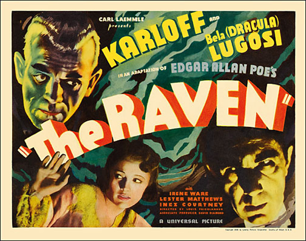 Raven, The 1935 Style "A" Half Sheet Poster Reproduction Bela Lugosi and Boris Karloff - Click Image to Close