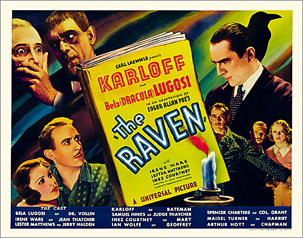 Raven, The 1935 Style "B" Half Sheet Poster Reproduction Bela Lugosi and Boris Karloff - Click Image to Close