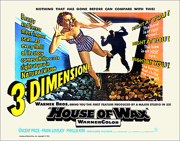 House of Wax 3D 1953 Half Sheet Poster Reproduction Vincent Price - Click Image to Close