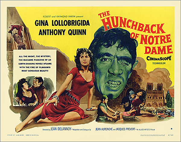 Hunchback of Norte Dame 1957 Style "B" Half Sheet Poster Reproduction - Click Image to Close