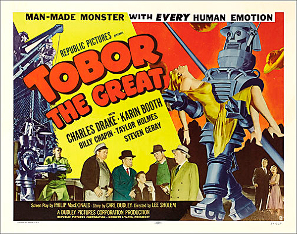 Tobor the Great 1954 Style "B" Half Sheet Poster Reproduction - Click Image to Close