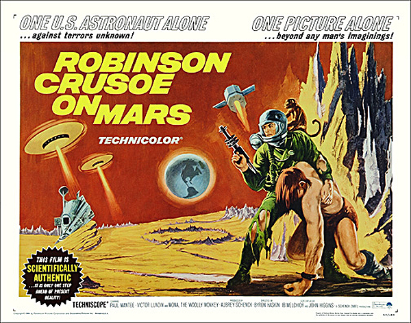 Robinson Crusoe on Mars 1964 Half Sheet Poster Reproduction - Click Image to Close