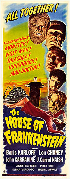 House of Frankenstein 1944 Insert Card Poster Reproduction