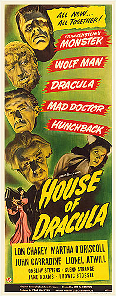 House of Dracula 1945 Insert Card Poster Reproduction - Click Image to Close