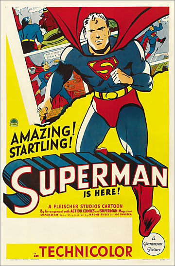 Superman 1941 Fleischer Cartoon One Sheet Poster Reproduction - Click Image to Close