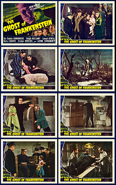 Ghost of Frankenstein 1942 Lobby Card Set (11 X 14) Lon Chaney - Click Image to Close