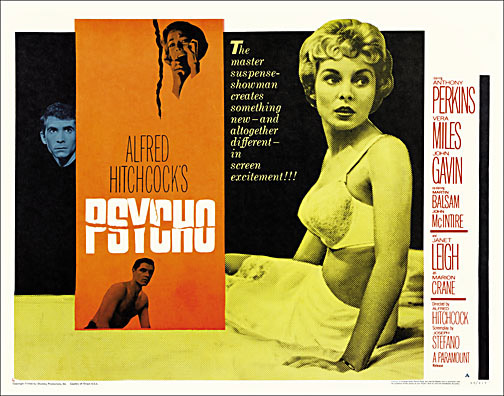 Psycho 1960 Half Sheet Reproduction Poster Alfred Hitchcock - Click Image to Close