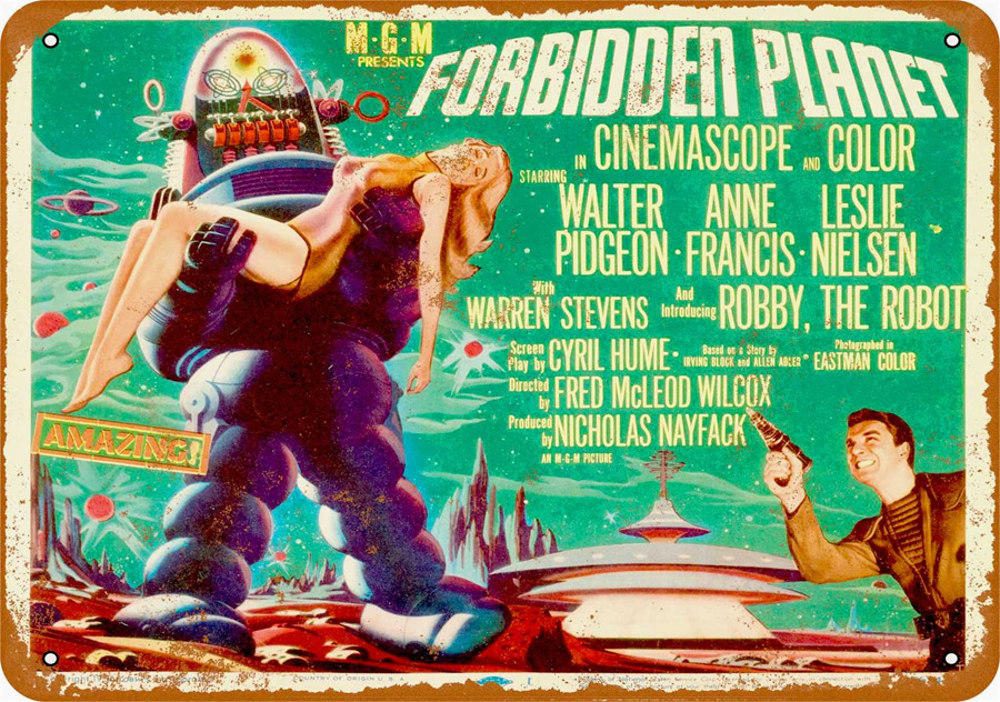 Forbidden Planet 1956 Metal Sign 9" x 12" - Click Image to Close