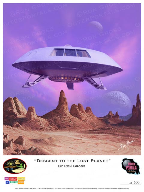 Lost In Space Descent to the Lost Planet Poster by Ron Gross - Click Image to Close