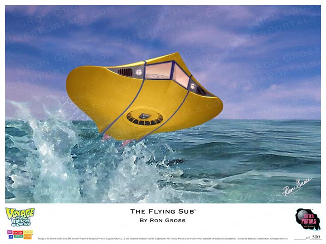 Voyage To The Bottom Of The Sea The Flying Sub Poster by Ron Gross - Click Image to Close