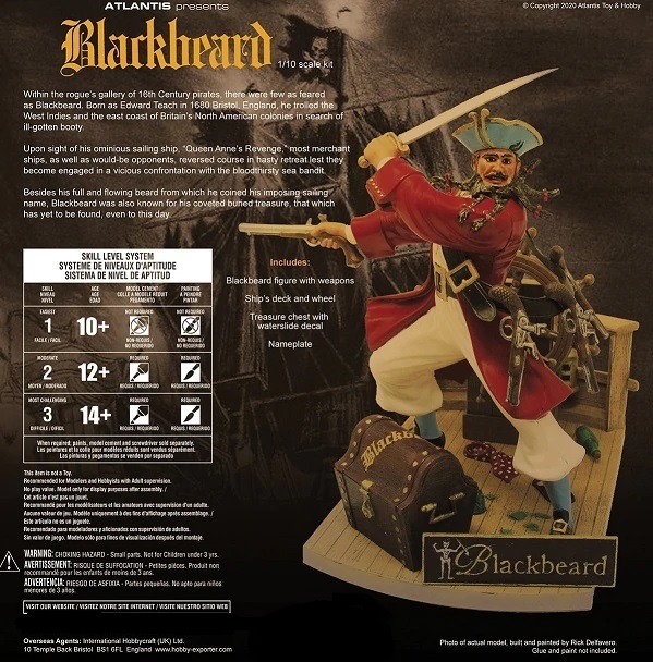 Blackbeard the Bloodthirsty Pirate 1/10 Plastic Model Kit Aurora Reissue by Atlantis - Click Image to Close