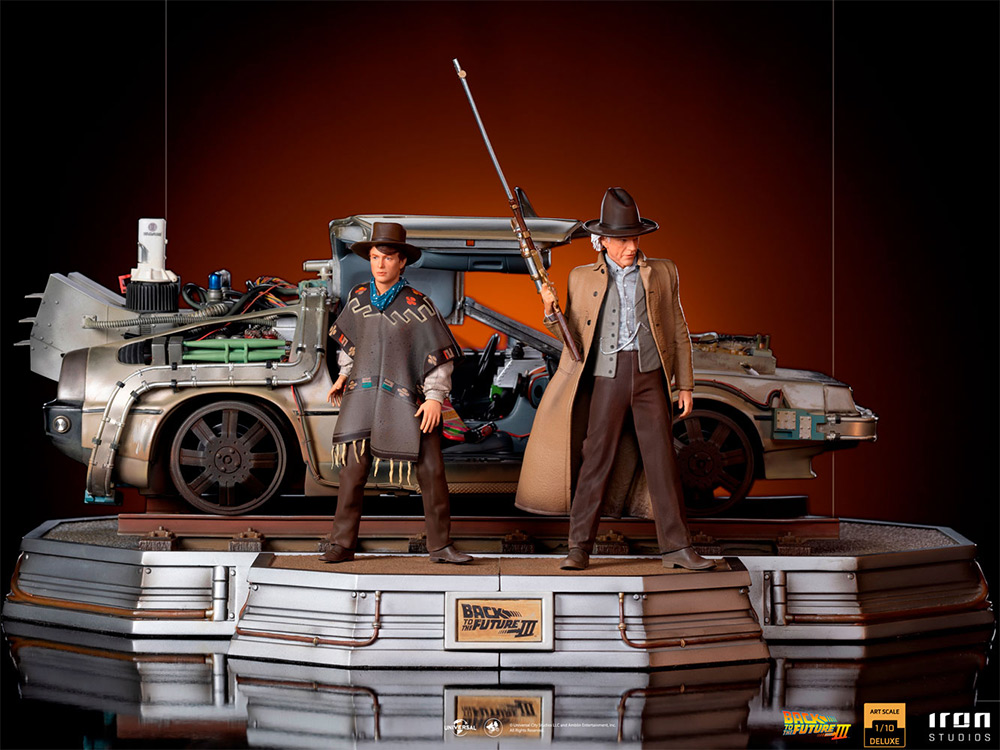 Back to the Future III DeLorean 1/10 Scale Statue Set with Doc and Marty - Click Image to Close