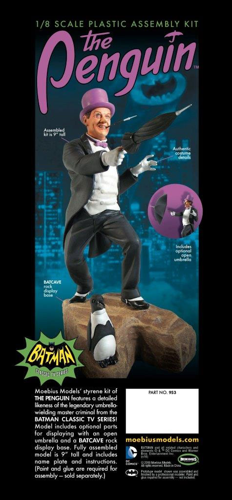 Batman 1966 Penguin Burgess Meredith 1/8 Scale Plastic Model Kit Moebius - Click Image to Close