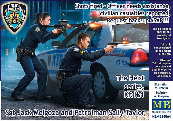 Heist Series Sgt Jack Melgoza and Patrolman Sally Taylor 1/24 Scale Model Kit by Master Box - Click Image to Close