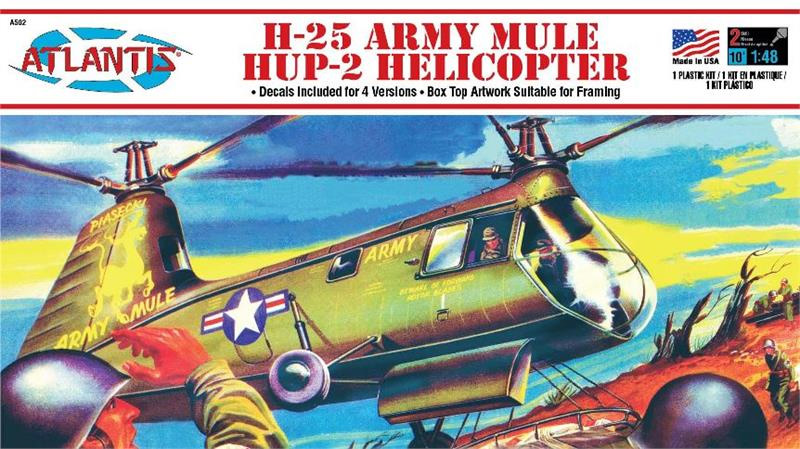 H-25 Army Mule Hup Helicopter 1/48 Scale Model Kit Aurora Reissue - Click Image to Close