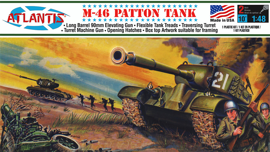 M-46 Patton Tank 1/48 Scale Model Kit Aurora Re-Issue by Atlantis - Click Image to Close