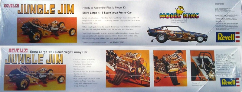 Jungle Jim Vega Funny Car Extra Large 1/16 Scale Revell Re-Issue Model Kit by Atlantis - Click Image to Close