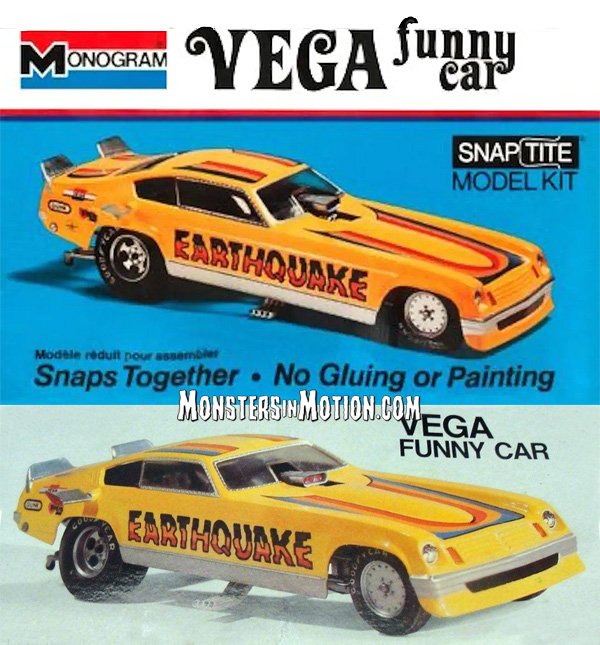 Tom Daniel Earthquake Vega Funny Car Monogram Re-issue 1/32 Scale Model Kit by Atlantis - Click Image to Close