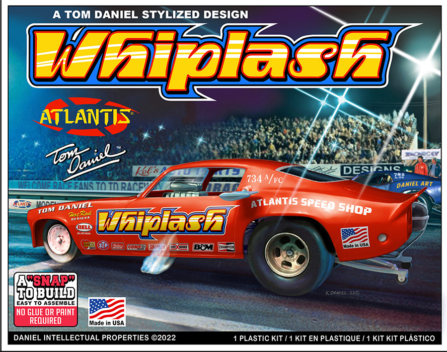 Tom Daniel Whiplash Camaro Funny Car Monogram Re-issue 1/32 Scale Model Kit by Atlantis - Click Image to Close