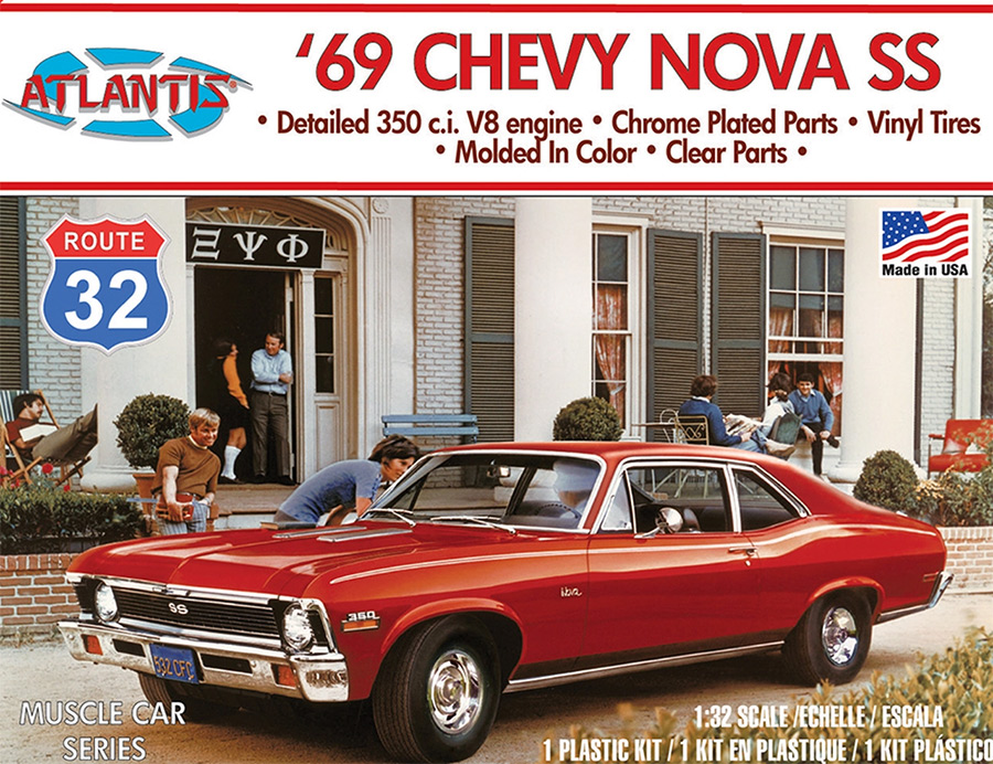 Chevy 1969 Nova SS 1/32 Scale Monogram Re-Issue Model Kit by Atlantis - Click Image to Close