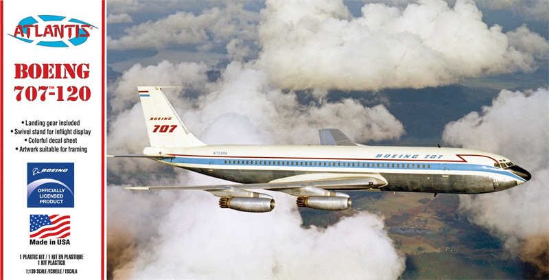 Boeing 707-120 1/139 Scale Airliner Plastic Model Kit by Atlantis - Click Image to Close