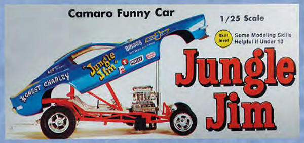 Jungle Jim 1971 Chevy Camaro Funny Car 1/25 Scale Model Kit by Atlantis - Click Image to Close