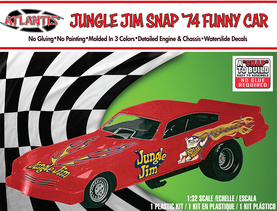 Jungle Jim Chevy Vega Funny Car 1/32 Scale Snap Model Kit by Atlantis - Click Image to Close