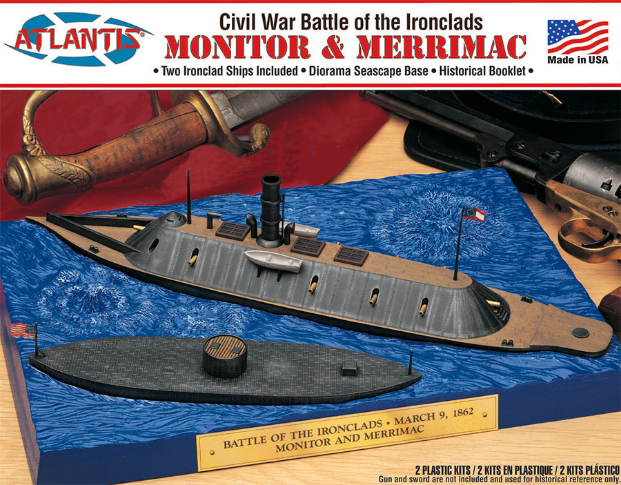 Battle of the Ironclads Monitor and Merrimac Model Kit by Atlantis - Click Image to Close