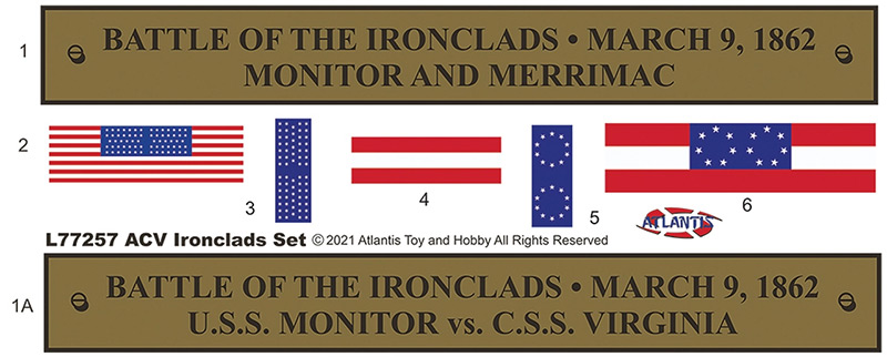 Battle of the Ironclads Monitor and Merrimac Model Kit by Atlantis - Click Image to Close