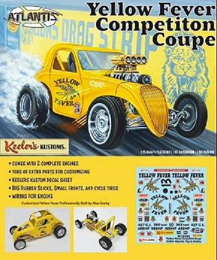 Keeler's Kustoms Yellow Fever Dragster 1/25 Scale Model Kit by Atlantis - Click Image to Close