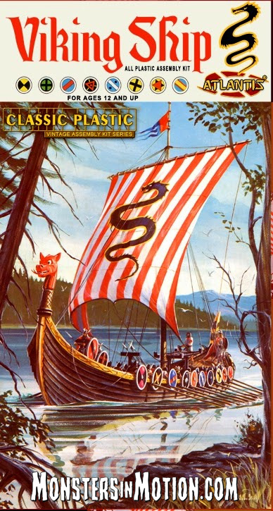 Viking Ship with Oarsmen and Crew 1/60 Scale Aurora Model Kit Re-Issue by Atlantis - Click Image to Close