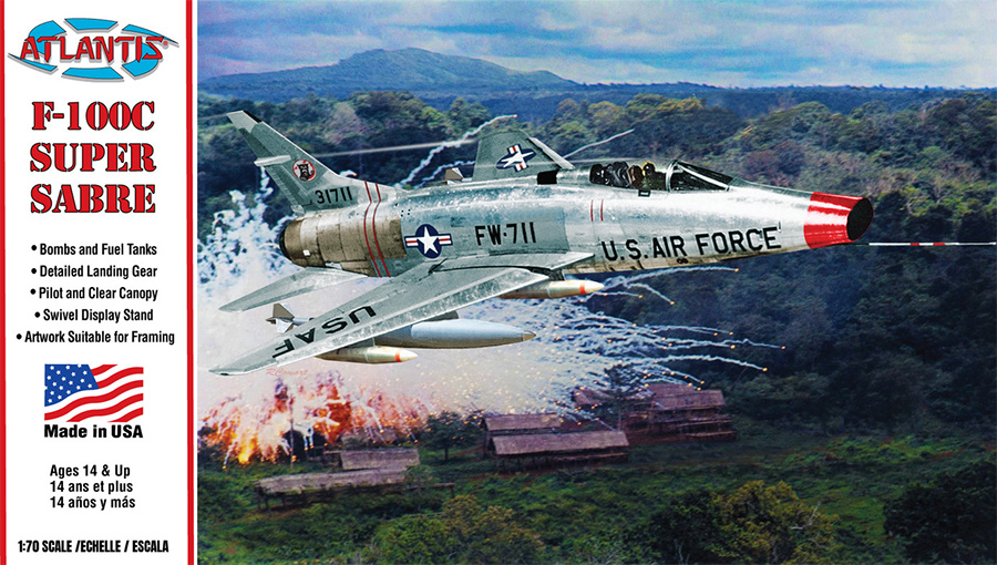 F-100 Super Sabre Aircraft 1/70 Scale Model Kit Revell Re-Issue by Atlantis - Click Image to Close