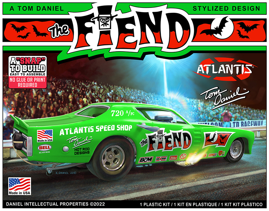 Tom Daniel Fiend Funny Car 1/32 Scale Model Kit Monogram Re-Issue by Atlantis - Click Image to Close