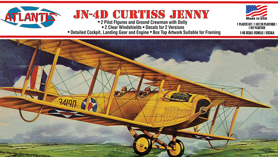 Curtiss Jenny JN-4 Airplane 1/48 Scale Model Kit by Atlantis - Click Image to Close