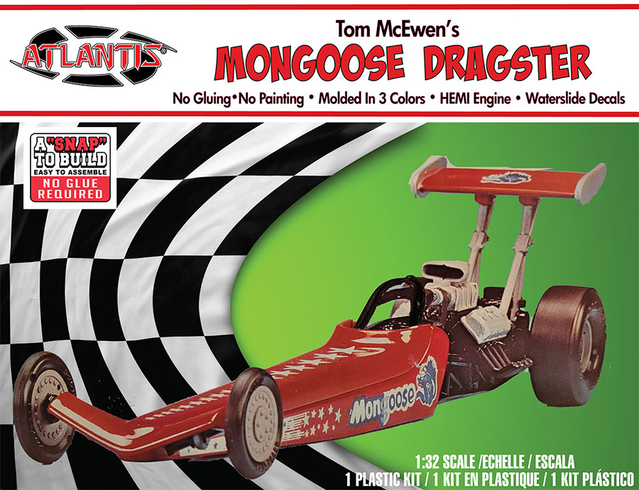 Tom Mongoose McEwen's Mongoose Dragster 1/32 Scale Model Kit by Atlantis - Click Image to Close