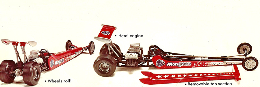 Tom Mongoose McEwen's Mongoose Dragster 1/32 Scale Model Kit by Atlantis - Click Image to Close