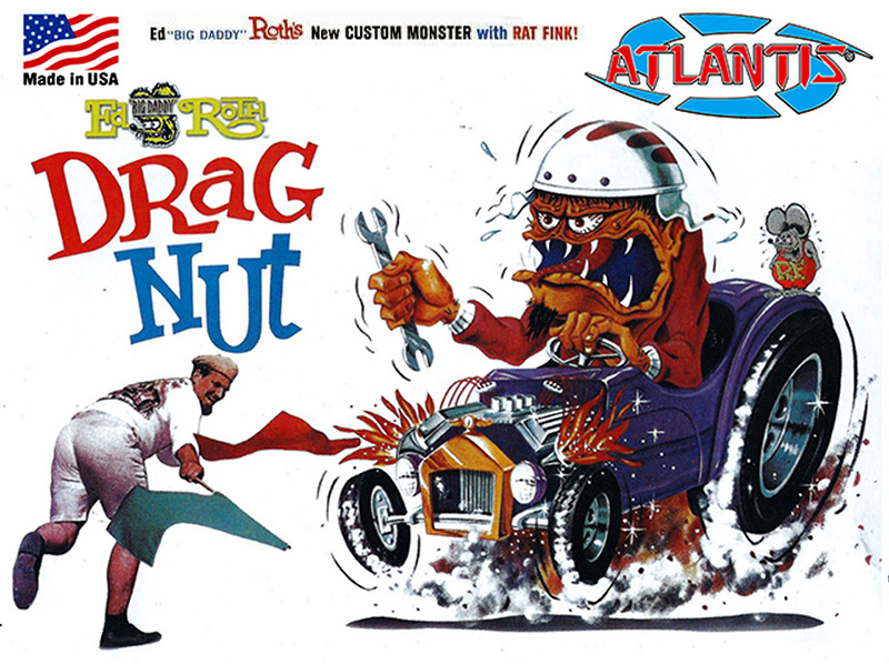 Ed "Big Daddy" Roth Drag Nut with Rat Fink Model Kit by Atlantis - Click Image to Close